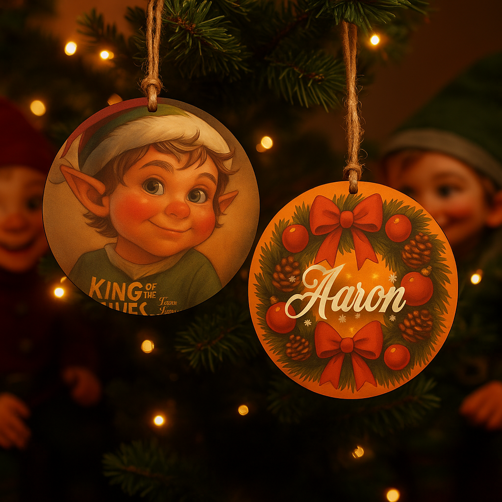 Le monde des lutins de Noël - Déco ronde à suspendre