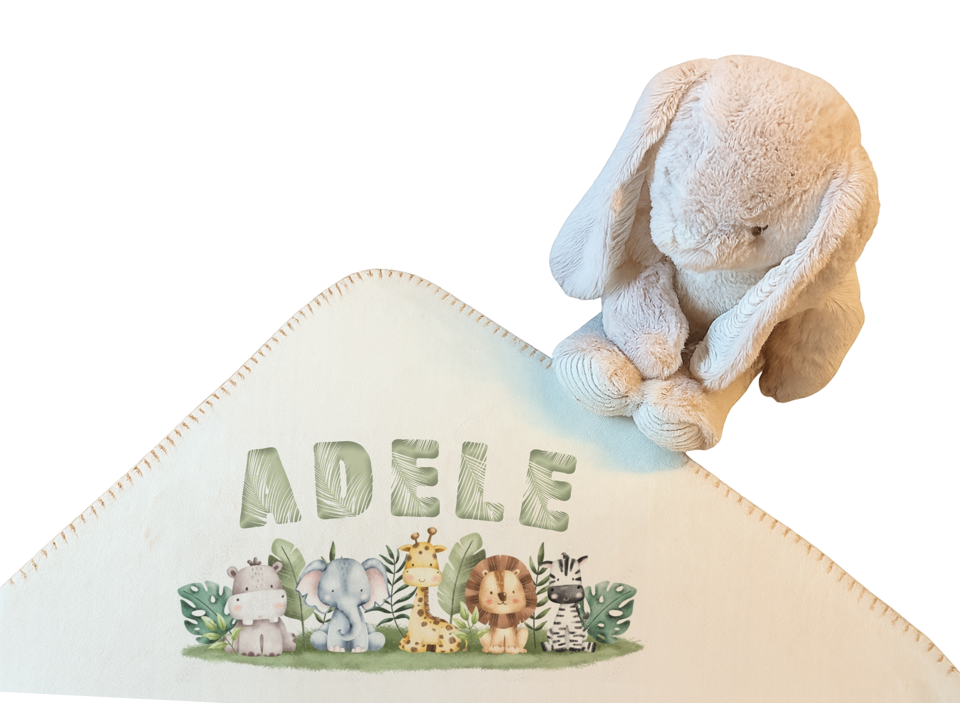 Duo Elégance - Lapin câlin et son plaid personnalisé