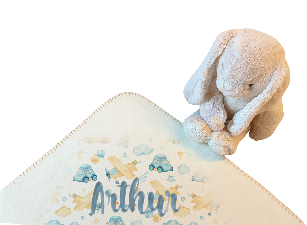Duo Elégance - Lapin câlin et son plaid personnalisé