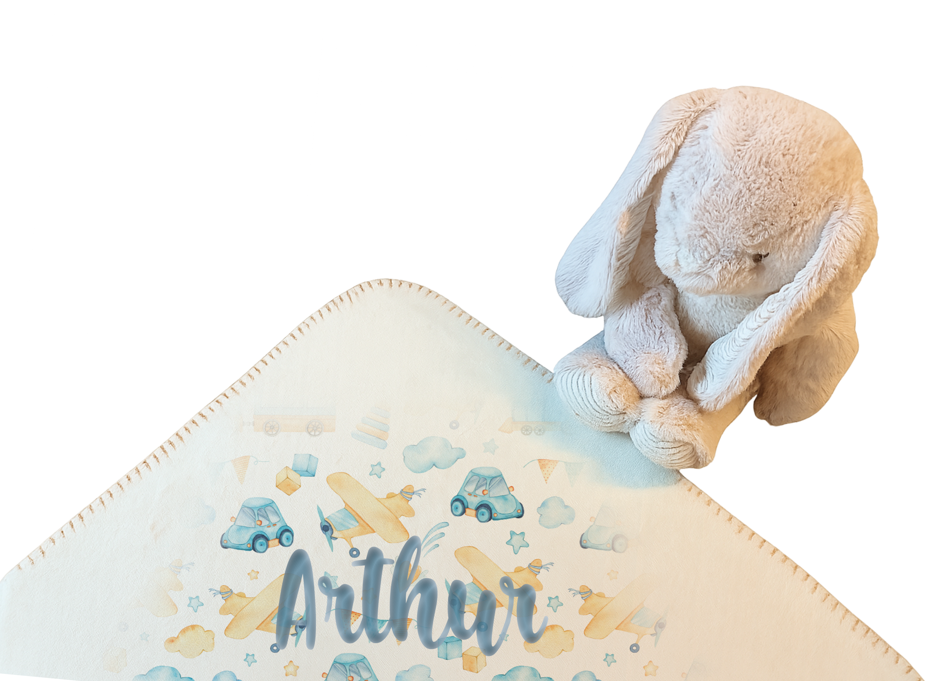 Duo Elégance - Lapin câlin et son plaid personnalisé