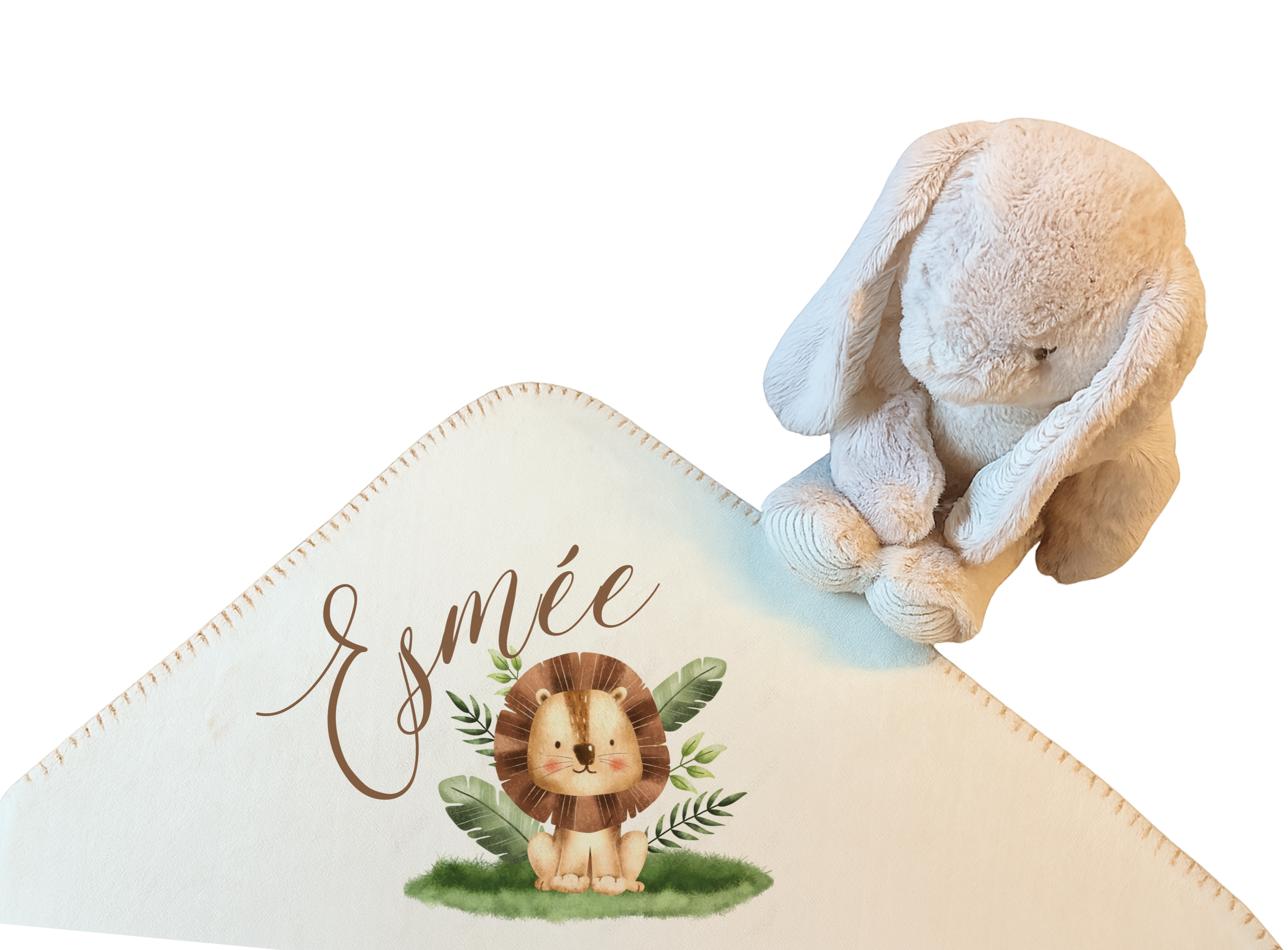 Duo Elégance - Lapin câlin et son plaid personnalisé