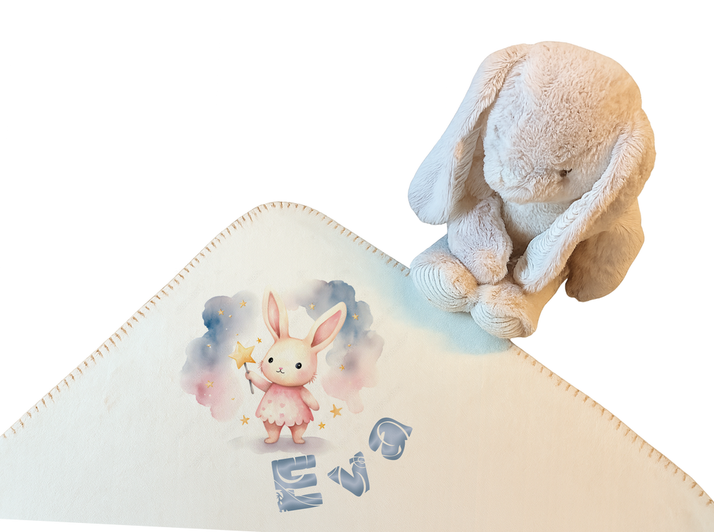 Duo Elégance - Lapin câlin et son plaid personnalisé