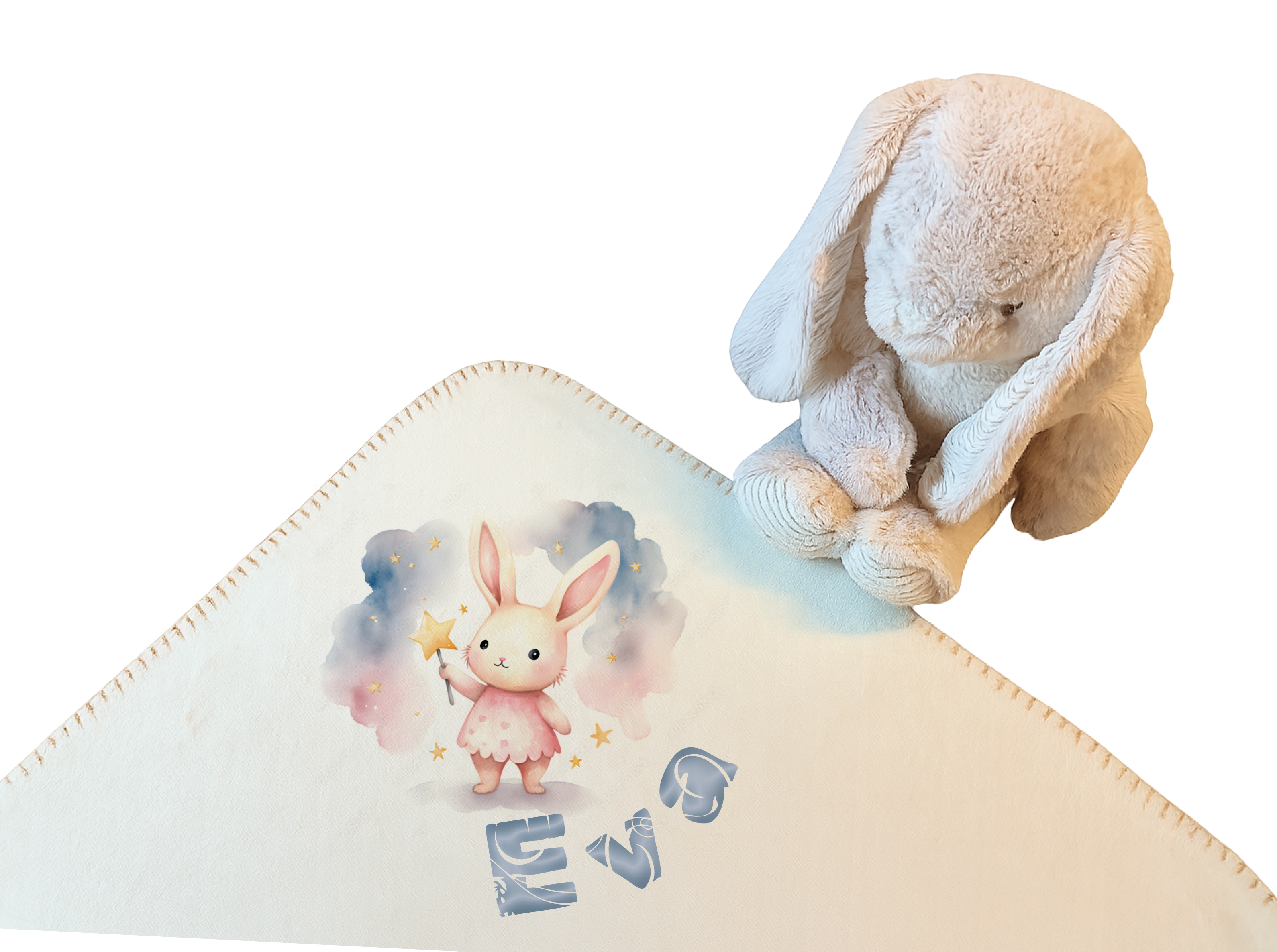 Duo Elégance - Lapin câlin et son plaid personnalisé