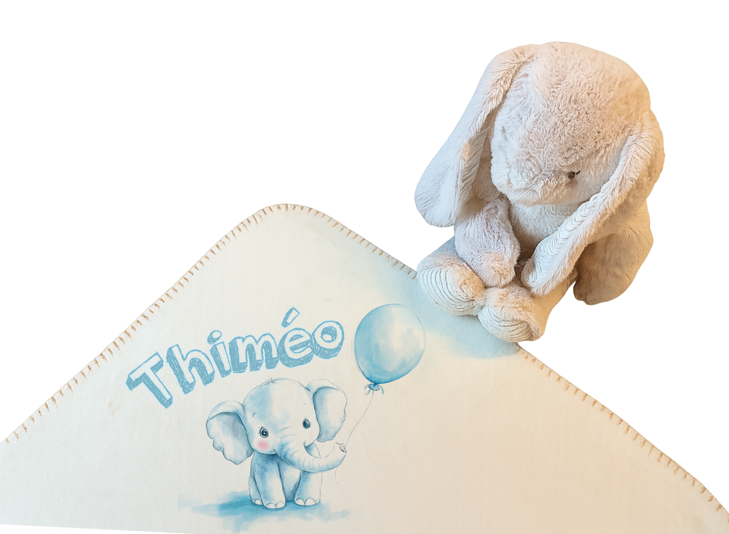 Duo Elégance - Lapin câlin et son plaid personnalisé