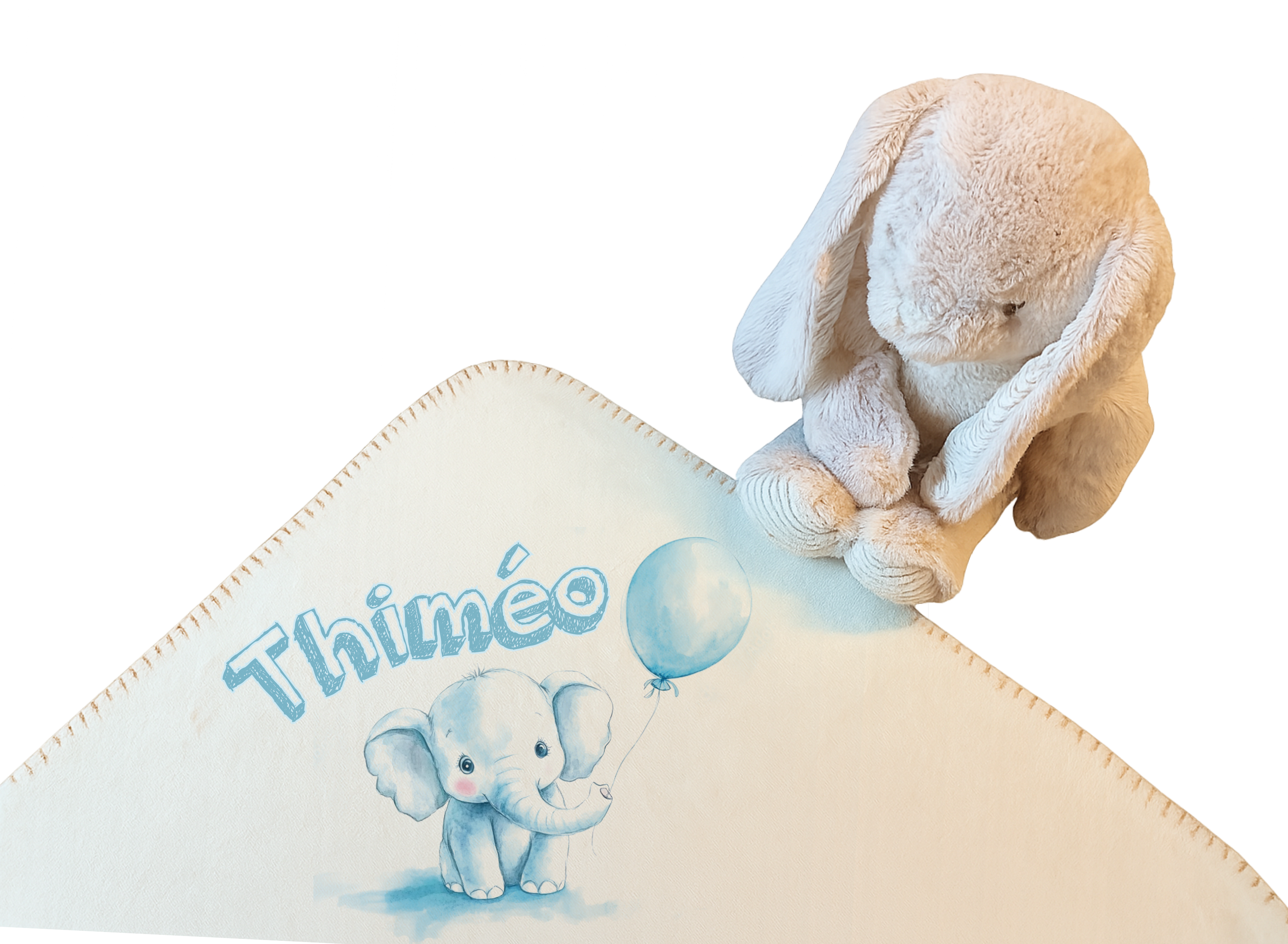 Duo Elégance - Lapin câlin et son plaid personnalisé
