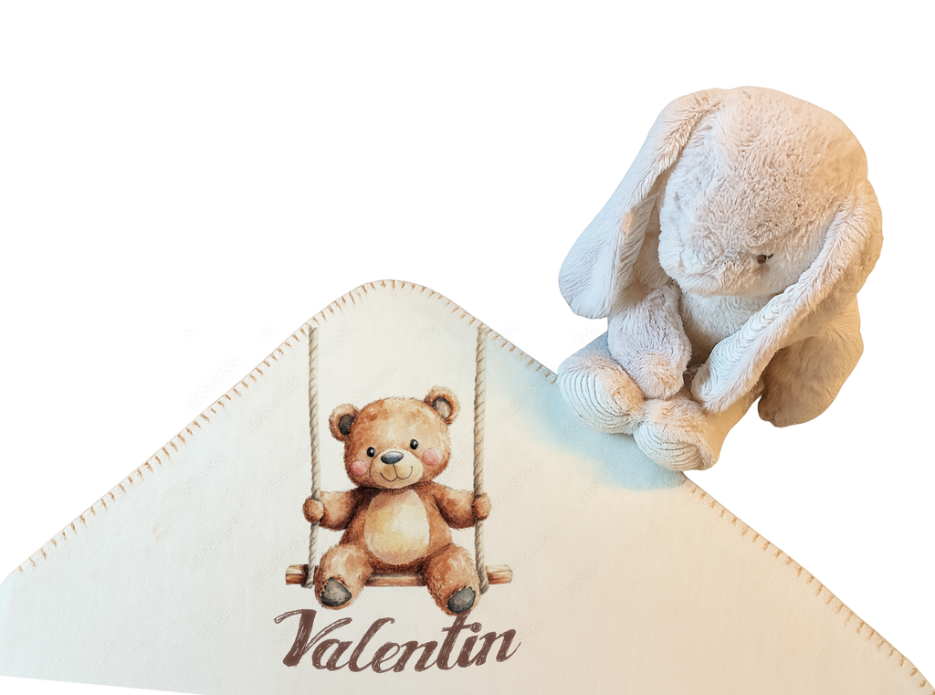 Duo Elégance - Lapin câlin et son plaid personnalisé