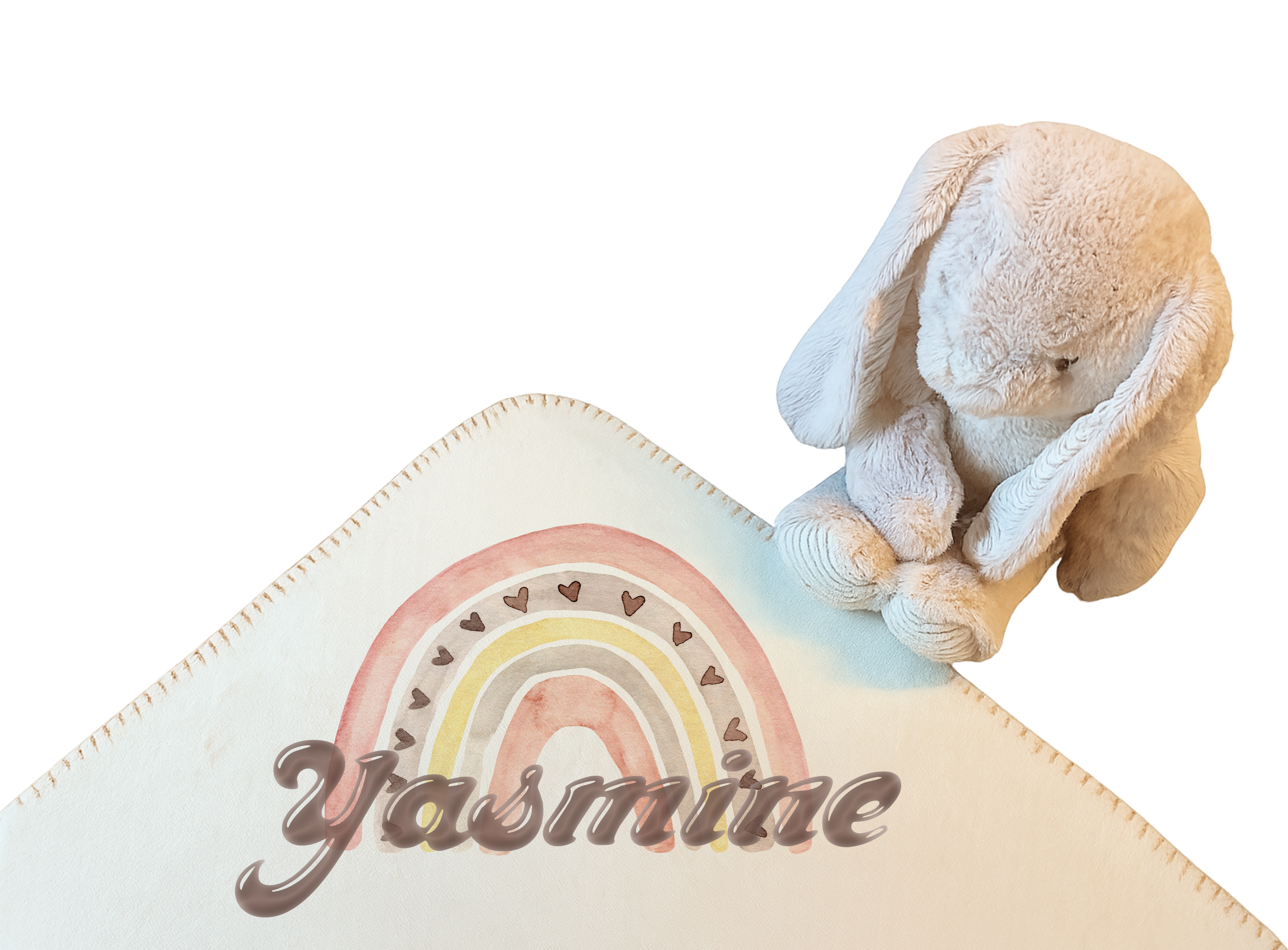 Duo Elégance - Lapin câlin et son plaid personnalisé